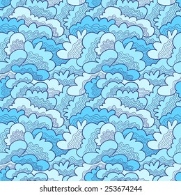 Hand-drawn abstract doodle seamless pattern