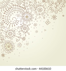 Hand-Drawn Abstract Doodles and Flowers Vector Illustration