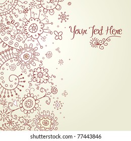 Hand-Drawn Abstract Doodles and Flowers Vector Illustration