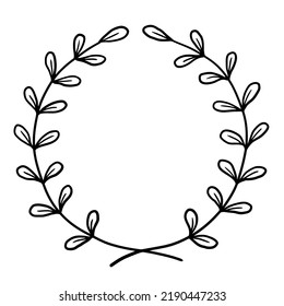 Hand-drawn abstract floral frame with leafy branches