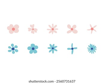 Handdrawn Abstract Flower Element Set