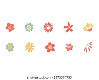 Handdrawn Abstract Flower Element Set