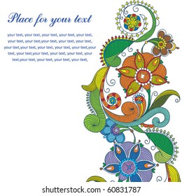 Hand-Drawn Abstract Flowers and Paisley background