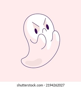 Hand-drawn abstract funny cute comic book ghost. An image of an evil spirit ready to go into battle