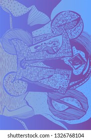 Hand-drawn abstract graphic composition with textural elements. vector illustration
