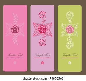 Hand-Drawn Abstract Henna Mehndi Vines and Flowers Paisley-Style Doodle Vector Illustration Design Element