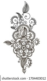 Hand-Drawn Abstract Henna Mendie Flowers Doodle Vector Illustration Design Element