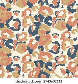 Hand-drawn abstract leopard seamless pattern with earthy tones and muted colors for textile print for fabric, seamless pattern