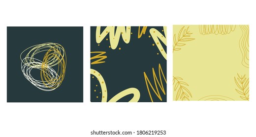hand-drawn abstract modern square vector illustration, Creative background in trendy style. Design templates or social media stories and posts.
