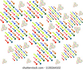 Hand-drawn abstract multicolored background with geometric shapes of different sizes on a white background