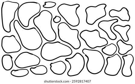 Hand-drawn abstract organic shapes in a seamless pattern creating a modern and minimalist design element for backgrounds and creative projects