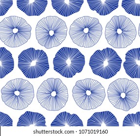 Hand-Drawn abstract pattern with blue circles. Simple pattern for printing, fabric, textile, manufacturing, wallpapers. 