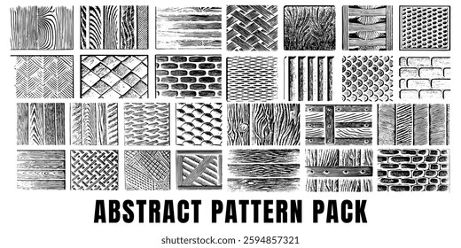 Hand-Drawn Abstract Pattern Collection - Black and White Textures