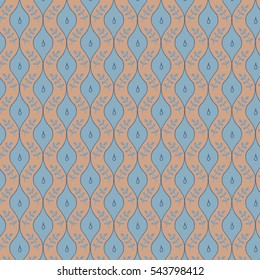 A handdrawn abstract pattern with floral elements and drops. Can be used for apparel design and as a background for any projects.