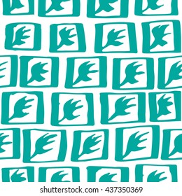 Hand-drawn abstract pattern. Seamless vector illustration. Green color. Pattern can be used as wrapping paper, background, fabric print, scrapbook, web page backdrop, wallpaper and more