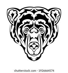 Hand-drawn abstract portrait of a bear. Vector stylized illustration for tattoo, logo, wall decor, T-shirt print design or outwear. 