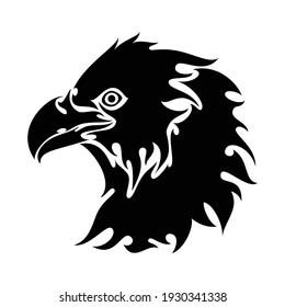 Hand-drawn abstract portrait of an eagle. Vector stylized illustration for tattoo, logo, wall decor, T-shirt print design or outwear. 