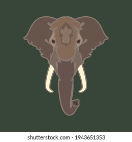 Hand-drawn abstract portrait of an elephant for tattoo, logo, wall decor, T-shirt print design or outwear. Colorful vector stylized illustration on green background.