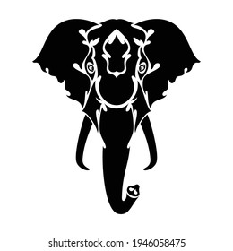 Hand-drawn abstract portrait of an elephant for tattoo, logo, wall decor, T-shirt print design or outwear. Vector stylized illustration on white background.