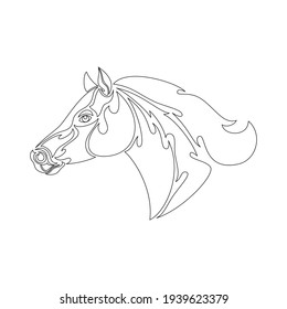 Hand-drawn abstract portrait of a horse for tattoo, logo, wall decor, T-shirt print design or outwear. Vector stylized illustration on white background.