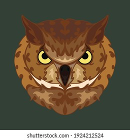 Hand-drawn abstract portrait of an owl. Vector stylized colorful illustration for tattoo, logo, wall decor, T-shirt print design or outwear. 