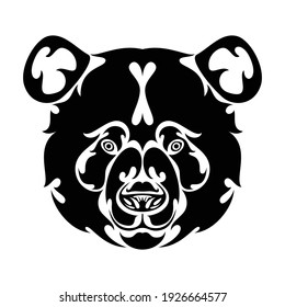 Hand-drawn abstract portrait of a panda. Vector stylized illustration for tattoo, logo, wall decor, T-shirt print design or outwear. 