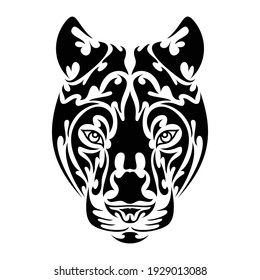 Hand-drawn abstract portrait of a panther. Vector stylized illustration for tattoo, logo, wall decor, T-shirt print design or outwear. 