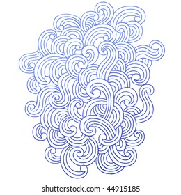 Hand-Drawn Abstract Psychedelic Waves Notebook Doodle Swirls Design Element- Vector Illustration