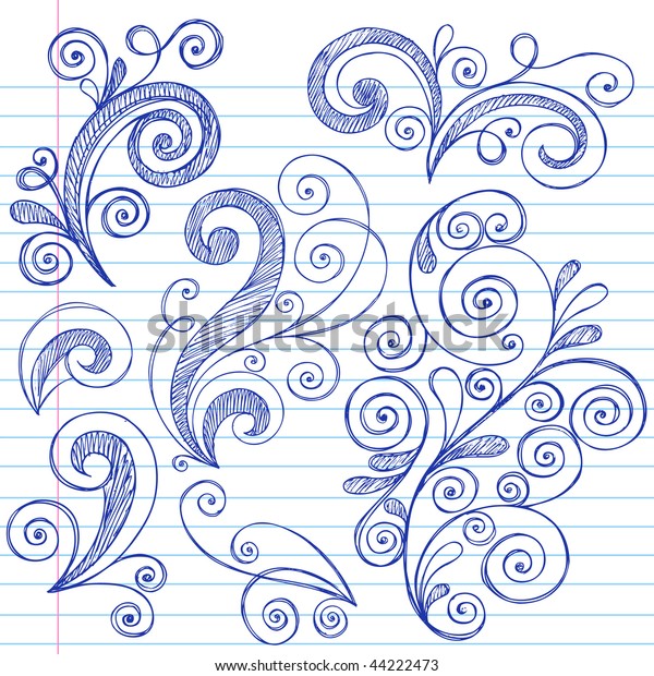 Handdrawn Abstract Scrolls Swirls Sketchy Doodle Stock Vector Royalty