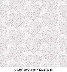 hand-drawn abstract seamless background with romantic lacy candy heart