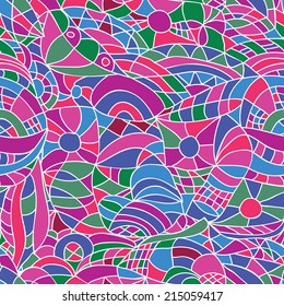 Hand-Drawn Abstract Seamless Pattern -  doodling style