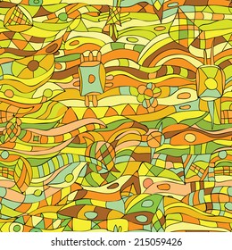 Hand-Drawn Abstract Seamless Pattern -  doodling style