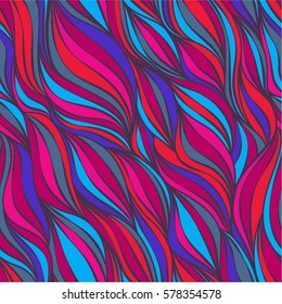 Hand-Drawn Abstract Seamless Pattern With shades of RED-Violet-pink colors Curves