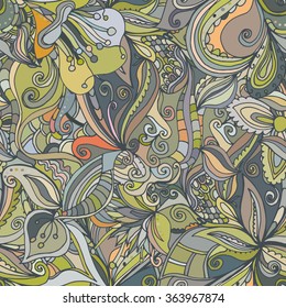 Hand-drawn abstract seamless pattern. used as background.