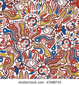 hand-drawn abstract seamless texture, psychedelic endless texture