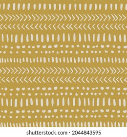 Hand-drawn abstract seamless vector pattern inspired by tribal african mud cloth fabric. Boho ethnic pattern with geometric elements.  