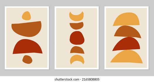 A hand-drawn abstract set of figures, in the boho style with a color form. Vector flat illustration. Boho style. Design for drawing, logo, posters, invitations, greeting cards.
