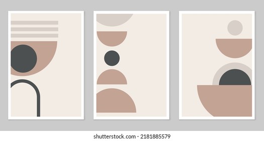 A hand-drawn abstract set of figures, in the boho style with a color form. Vector flat illustration. Boho style. Design for drawing, logo, posters, invitations, greeting cards.