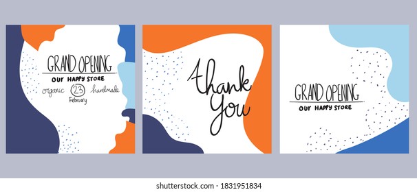 Hand-drawn abstract shape modern square frame design template vector illustration. Good for social media posts, mobile apps, cards, invitations, banners design and web/internet ads.