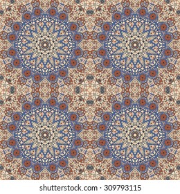Hand-drawn abstract tribal vintage ethnic paisley ornament.Seamless retro pattern can be used for wallpaper, pattern fills,web page background,surface textures, textile, indian wedding - stock vector 