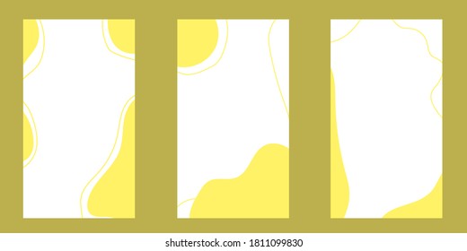 hand-drawn abstract vector backgrounds in yellow. Abstraction with geometric shapes, lines. Perfect for instagram stories, cards, posters.