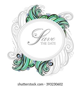 Handdrawn abstraction lineart flowers - Digital watercolor elements in stunning elegant vector backgrounds and frames for wedding, event cards and invitations or announcements design.
