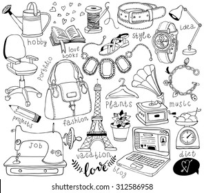 hand-drawn accessories doodles