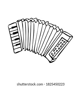 Hand-drawn accordion. Illustration on white background. Vector.