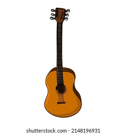 Hand-drawn accoustic guitar vector illustration graphic.