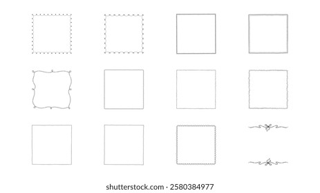 Handdrawn Aesthetic Square Line Frames