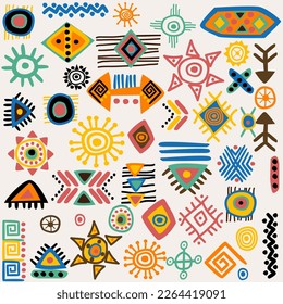 Hand-drawn african tribal geometric symbols