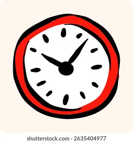 Hand-Drawn Alarm Clock Doodle with Ringing Bell