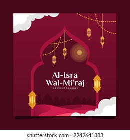 Hand-drawn Al-Isra Wal-Miraj illustration poster template