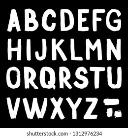 Hand-drawn alphabet. Calligraphy font. Modern brush lettering. Grunge style alphabet.